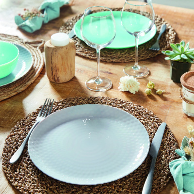 Тарелка 25см обеденная PAMPILLE TURQUOISE (ударопр.стекло) (6/24)