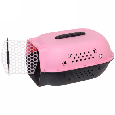 Переноска д/животных "ЛЮБИМЫЙ БРО", лапки, цвет розовый, 48*32*26см/до 7кг (Лейбл)(1/12)