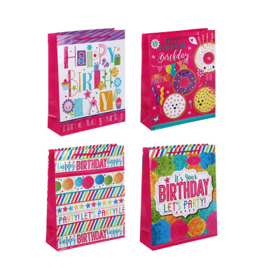 Пакет подарочный бумажный, 26x32x9 см, 4 диз, С Днем Рождения, арт 2 LADECOR (1/12)