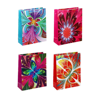 Пакет подарочный бумажный, Узоры, 26х32х10 см, 4 диз (12/12/360)