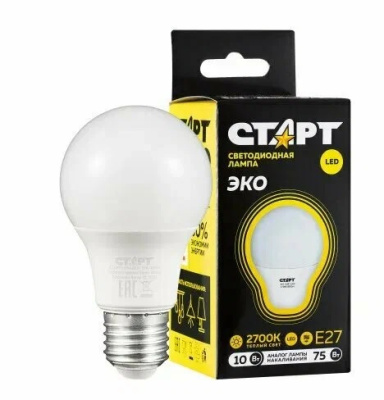 Лампа ECO LEDGLSE27 10W 30 WS СТАРТ (10/10) Лампа ECO LEDGLSE27 10W 30 WS СТАРТ (10/10)