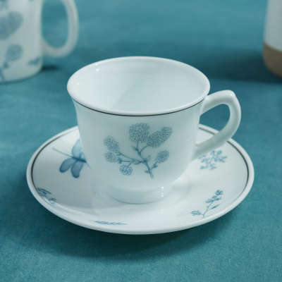 Чайная пара (чашка 200мл., блюдце 14,5см) опаловое стекло, 21064 BY COLLECTION Флорес (6/48)