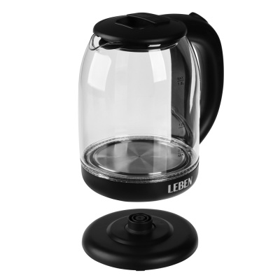Чайник электрический, 1,8 л, 1500 Вт, стекло, черный (с индикатором включ)(1/12)