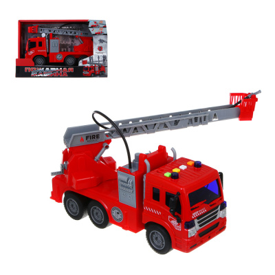 Пожарная машина, свет, звук, стреляет водой, 3хAG13, PP, 29х10,517,5 см ИГРОЛЕНД (1/24)