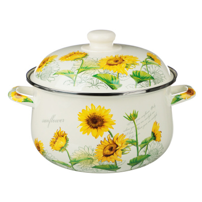 Кастрюля эмалированная, 24см, 5,0л, индукция VETTA Подсолнухи (1/12)