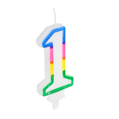 Свеча д/торта в форме цифры, с подставкой (1), парафин, PP Капитан Весельчак (24/576)