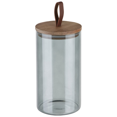 Банка для сыпучих продуктов 1300мл ALBERO DI MARMO с/кр из мраморного дерева (цв. стекло) (1/12)