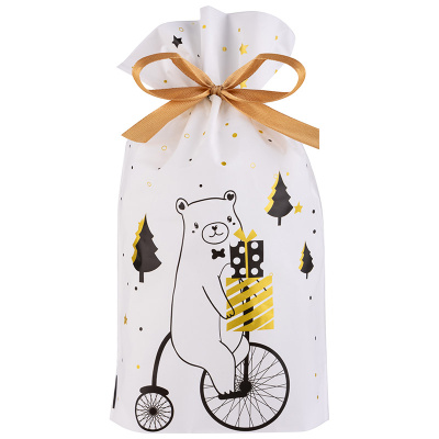 Пакет подарочный с затягивающей лентой "Ехали медведи", 10шт, 22,5*34см (1)