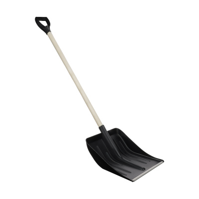 Лопата снеговая МЕТЕЛЬ №3, 410х400мм, черный пластик, алюм планка, дер черен, д32мм, V-ручка (1/5)