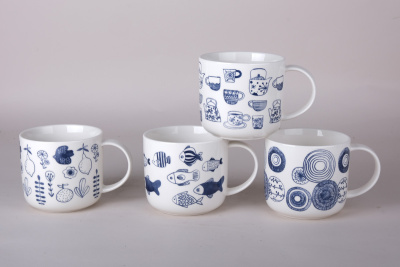 Кружка 450мл микс фарф. (4цв) (12/48)