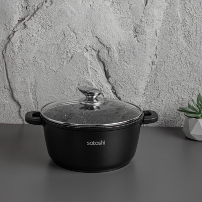 Кастрюля с кр.4,2л d=24*11,5см "Лион" АП мрамор SATOSHI (1/6)
