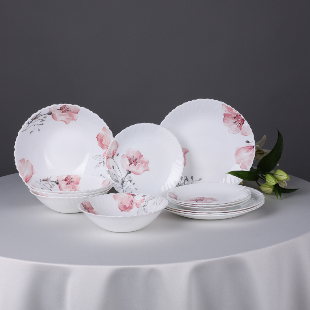 Набор столовой посуды 13 пр., опаловое стекло MILLIMI Роселла (1/4)