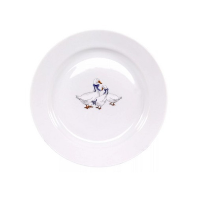 Тарелка 20см мелкая диам. Гладкий край Гуси (новые) (фарфор) , р.4 (30)