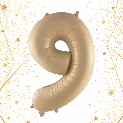 Шар фольгированный 32'/81см "Цифра "9" (шампань) (1/20)
