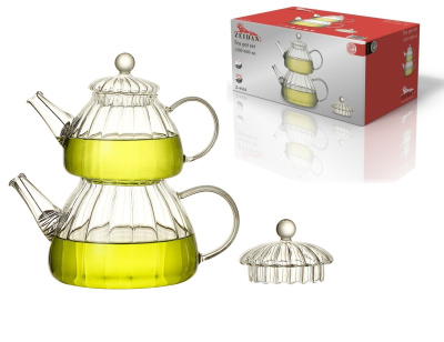 Набор 1200мл, 600мл заварочных чайников,боросил.рельеф.стекло, п/у(1/6)