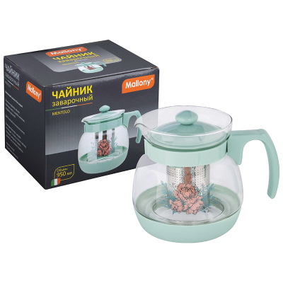 Чайник 950мл зав. MENTOLO из жаропрочного стекла с фильтром из нерж стали (1/36)