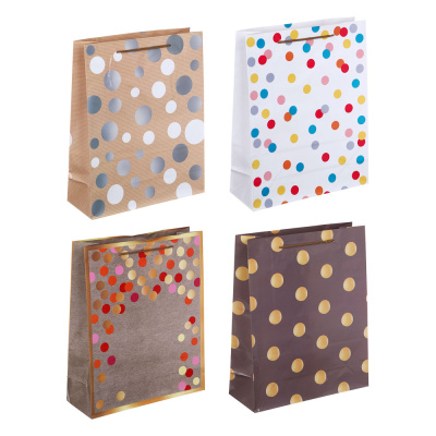 Пакет подарочный, бумажный, 26x32x10 см, 4диз, круги (1/12)