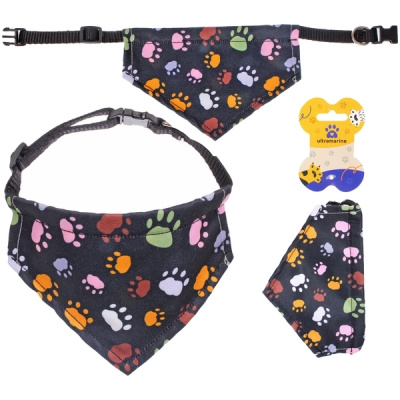 Ошейник с банданой д/кошек и собак мелких пород"Стильный БРО",принт лапки,рS,18,5*12,5см(1/12)