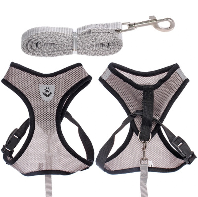 Шлейка с поводком 118см "Sweet puppy" размер L, цвет серый (1/1)