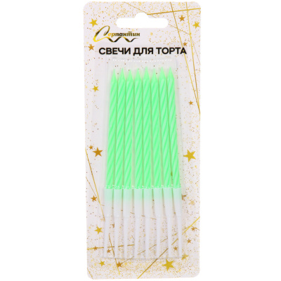 Свечи в торт "Happy" 8 шт. 12,5 см, зеленый (24/24) Свечи в торт "Happy" 8 шт. 12,5 см, зеленый (24/24)