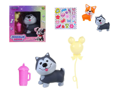 Фигурка с наклейками и акс. "Любимый щенок", PP, TPR, PVC, 13,8х6,5х14 см, 2 диз.ИГРОЛЕНД (4/108)