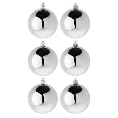 Набор шаров 6шт 7см пластик, серебро СНОУ БУМ (1/64)