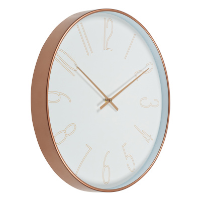 Часы настенные круглые, пласт. оправа и стекл. линза, 40 см, цвет белый, арт08-33 (1/10)