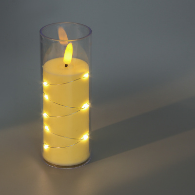 Светильник декор. LED в виде свечи в стакане, 5,5x14,5см, PP, PS, 3хAG13, 1 реж СНОУ БУМ (1/12)