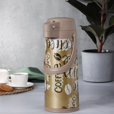 Термос с пневмонасосом "Мокко", стеклянная колба, 1,9 л. SATOSHI (1/12)