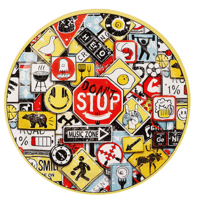 Набор бумажных тарелок Знаки яркие, в т/у пленке, 6 шт d=230 мм (6/72)