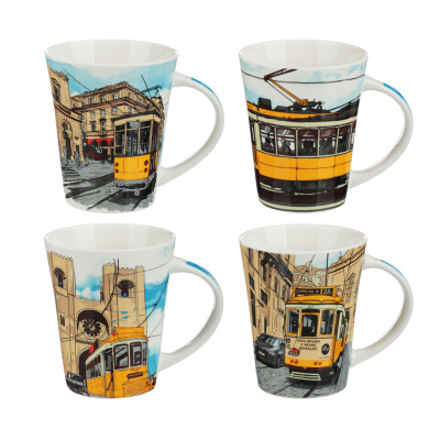 Кружка, 340мл, фарфор, 4 диз MILLIMI Город (12/48)