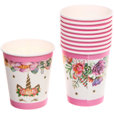 Стакан бумажный 0,2л в наборе 10 шт "Цветочный рай" (1/300)