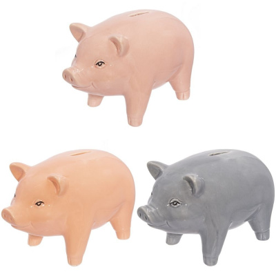 Копилка "Свинка", L21,3 W11 H13,5см, 3вида(кер.)(3/3/18)