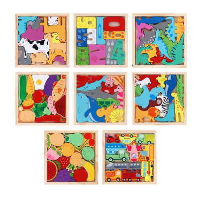 Игрушка развивающая д/малышей "Головоломка дерев.", 8диз, 16,7х16,7см, дерево ИГРОЛЕНД (8/120)