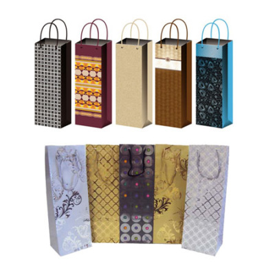 Пакет бум.лам. под бутылку 123*362/78мм " в ассортим.5в ,по 2шт (10/10)