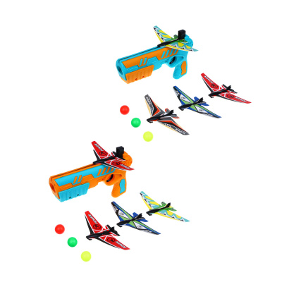Набор для воздушного боя (пистолет-1шт., самолет 14х6.5см-4шт., мяч 3шт.), ABS, пенопласт SILAPRO 