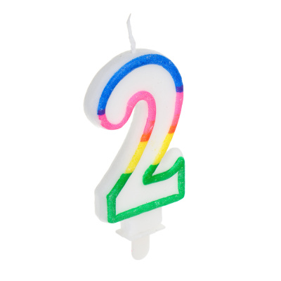 Свеча д/торта в форме цифры, с подставкой (2), парафин, PP Капитан Весельчак (24/576)