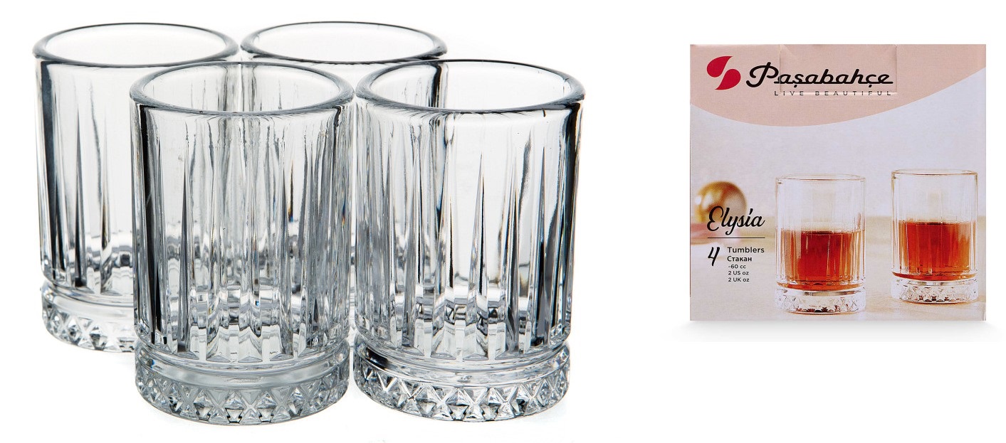 Набор стаканов 4пр Элизия 60мл стекло п/у(1/12)
