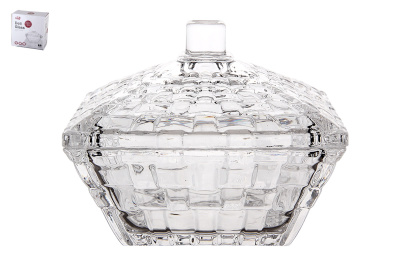 Ваза сервировочная с крышкой 11.5х6х9.5см (стекло) (1/36)