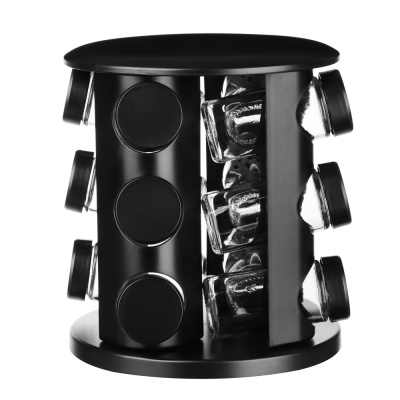 Набор банок д/специй 12шт на подставке, 20х20х22см, стекло+ABS пластик, черный (1/9)