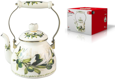 Чайник 2,6 л, эмалированная сталь, комбин.ручка,"под золото", внутреннее эмал. покр. п/у (12)