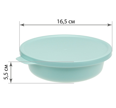 Миска ТЭСТИ 0,5л с крышкой Морская волна, пласт. (1/16)