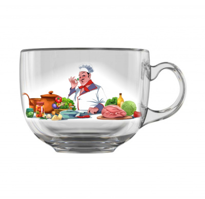 Кружка для бульона 450мл "Шеф-повар" стекло (12)