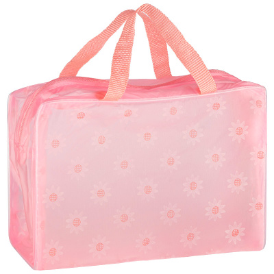 Косметичка на молнии, с ручками,20 x 8 x 13 см цвет розовый (ПВХ) (1/10)