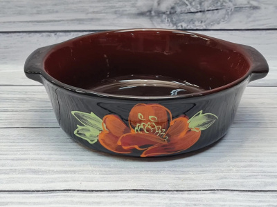Емкость для запекания круглая малая с ручками "Десерт" Мак черный (6)