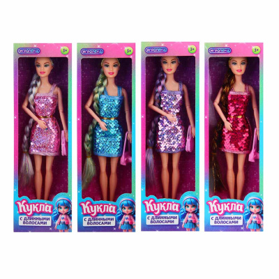 Кукла с длинными волосами, PP, PVC, 10х5х32,5 см, 4 диз. ИГРОЛЕНД (4/4)