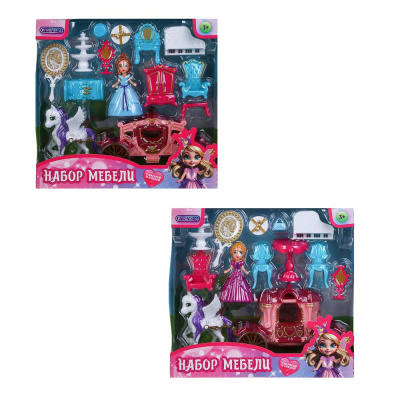 Набор мебели с каретой и куклой "МиниМир", ABS, 22х6,8х21 см, 2в ИГРОЛЕНД (2/72)