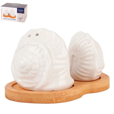 Набор специй солонка/ перечница на бамбук подставке "Naturel" 10,5х7х6см п/у (1/48)