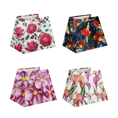 Пакет подарочный, высококачественная бумага, 26x31,5x23 см, 4 диз, цветы (1/12)