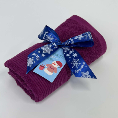 Полотенце подарочное "ЖЕЛАНИЕ" 40х65, 400гр./м2, (1шт.) вишневый (1/1)